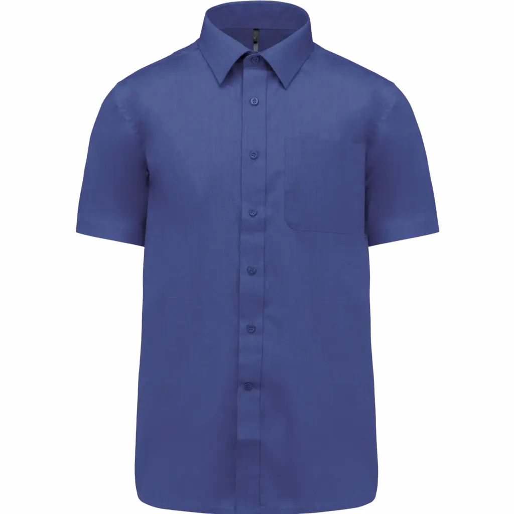 Overhemd in onderhoudsvriendelijk polykatoen-popeline korte mouwen heren, cobalt blue — productfoto 14