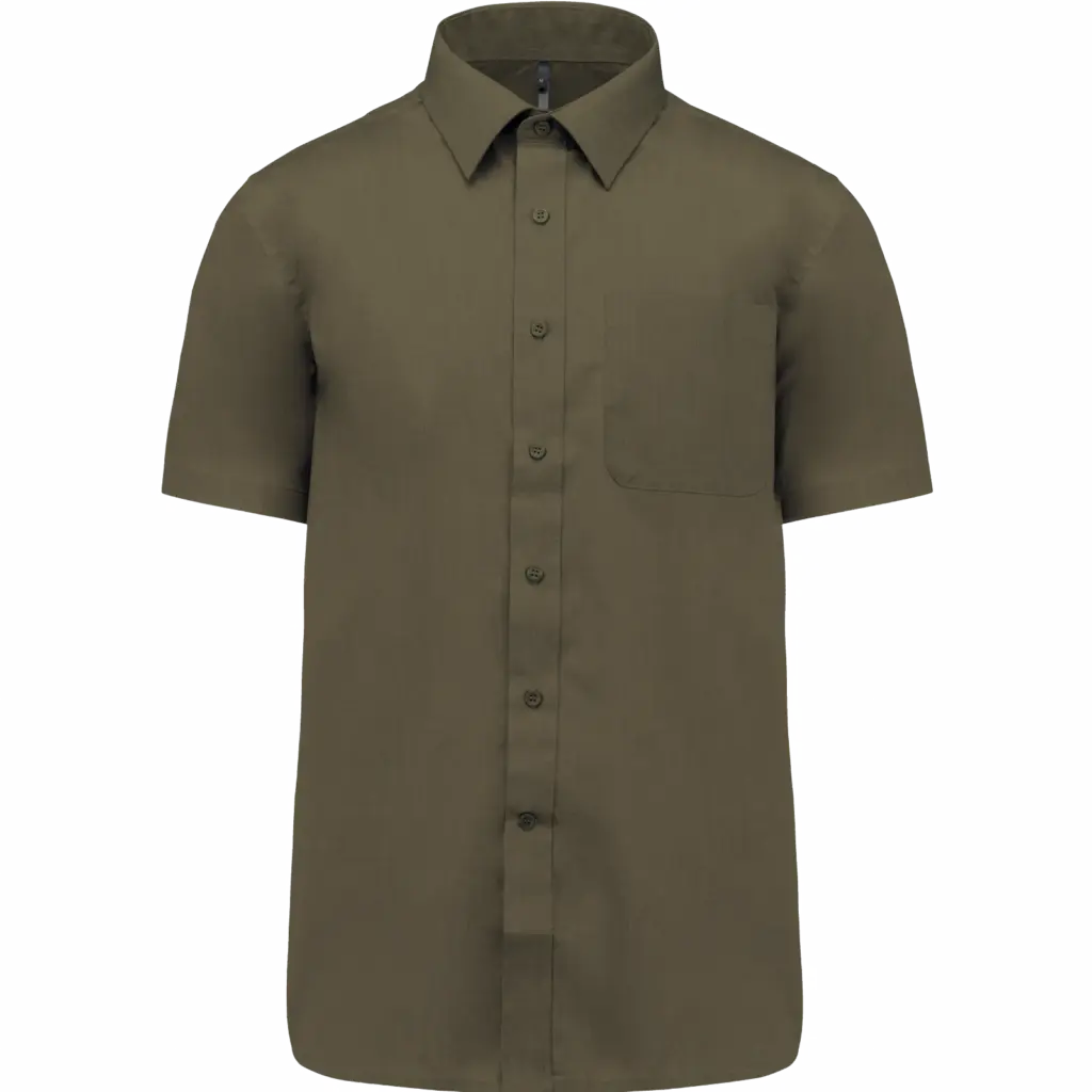 Overhemd in onderhoudsvriendelijk polykatoen-popeline korte mouwen heren, light khaki — productfoto 19