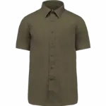Overhemd in onderhoudsvriendelijk polykatoen-popeline korte mouwen heren, light khaki — productfoto 19