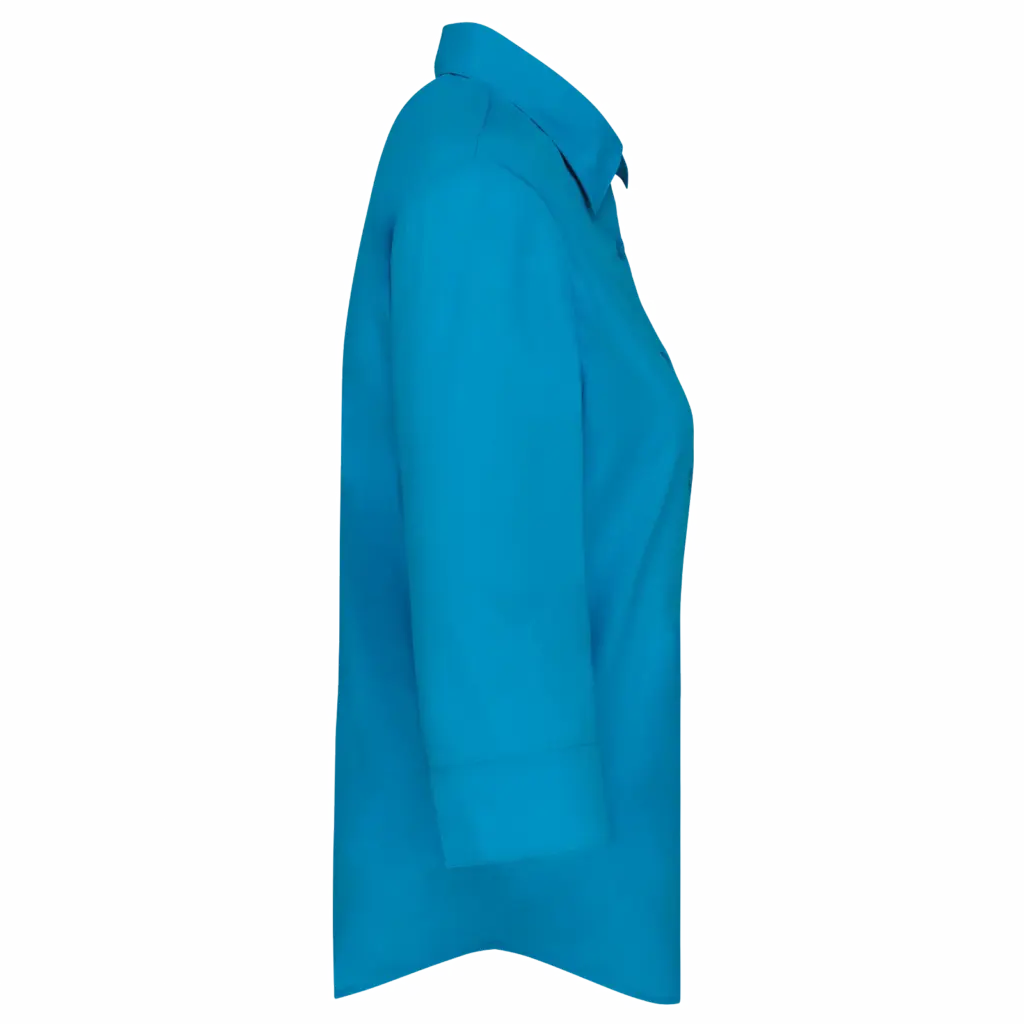 Overhemd in onderhoudsvriendelijk polykatoen-popeline 3/4-mouwen dames, bright turquoise — productfoto 8