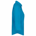 Overhemd in onderhoudsvriendelijk polykatoen-popeline 3/4-mouwen dames, bright turquoise — productfoto 8