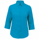 Overhemd in onderhoudsvriendelijk polykatoen-popeline 3/4-mouwen dames, bright turquoise — productfoto 9