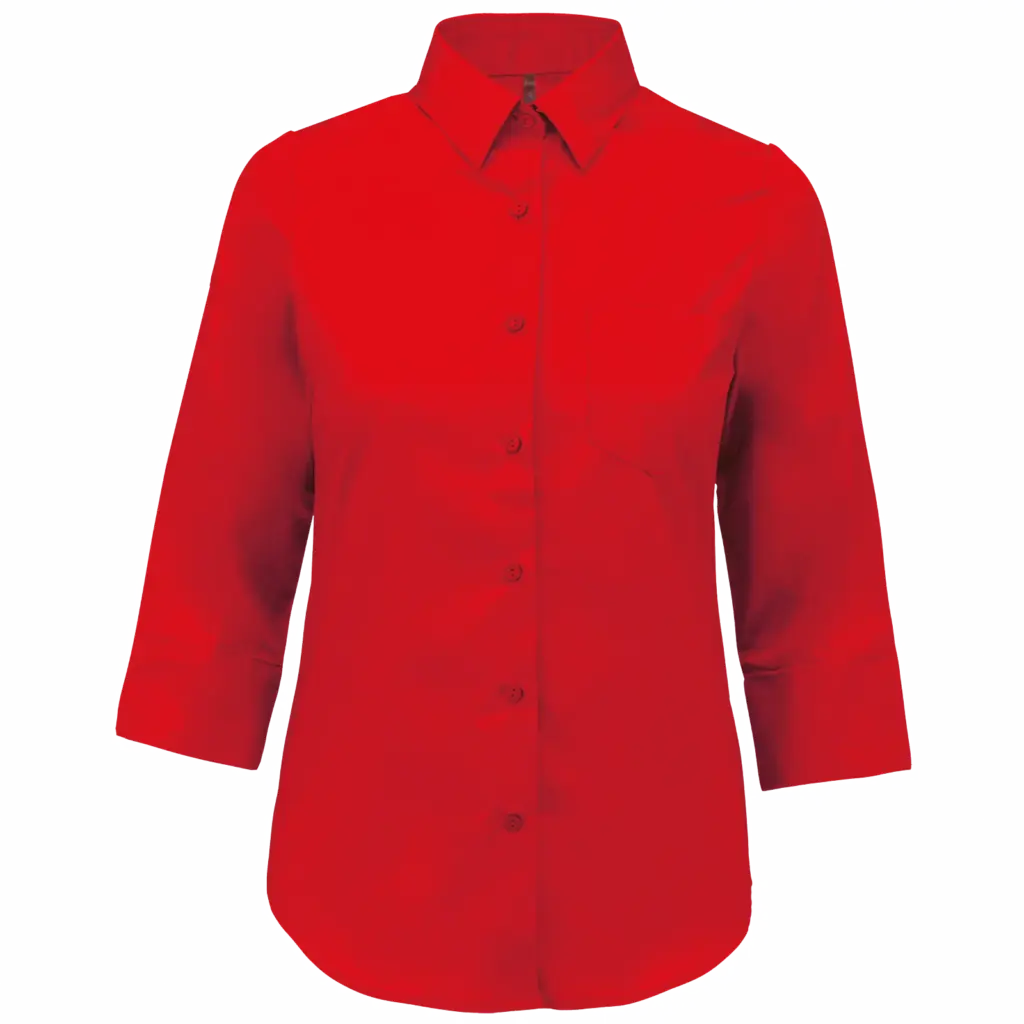 Overhemd in onderhoudsvriendelijk polykatoen-popeline 3/4-mouwen dames, classic red — productfoto 11