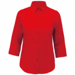 Overhemd in onderhoudsvriendelijk polykatoen-popeline 3/4-mouwen dames, classic red — productfoto 11