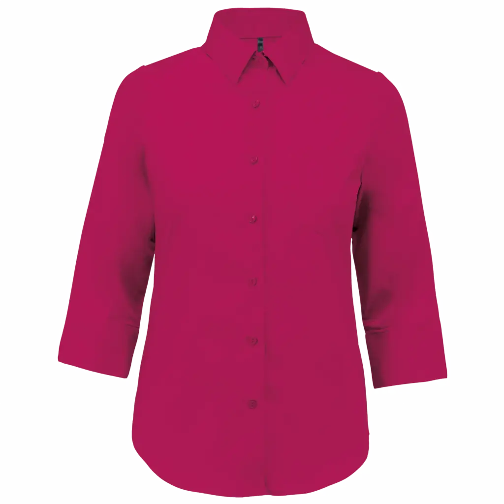 Overhemd in onderhoudsvriendelijk polykatoen-popeline 3/4-mouwen dames, fuchsia — productfoto 12