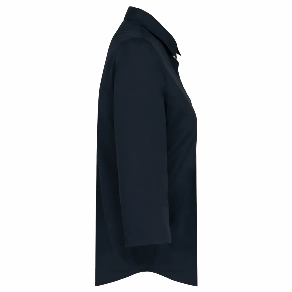 Overhemd in onderhoudsvriendelijk polykatoen-popeline 3/4-mouwen dames, navy — productfoto 12