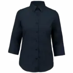 Overhemd in onderhoudsvriendelijk polykatoen-popeline 3/4-mouwen dames, navy — productfoto 13