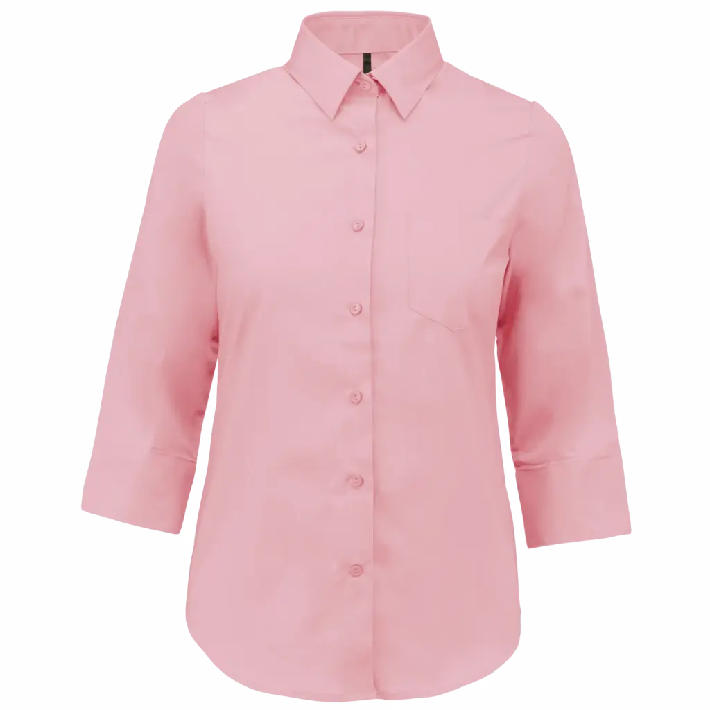 Overhemd in onderhoudsvriendelijk polykatoen-popeline 3/4-mouwen dames, pale pink — productfoto 14