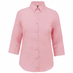 Overhemd in onderhoudsvriendelijk polykatoen-popeline 3/4-mouwen dames, pale pink — productfoto 14