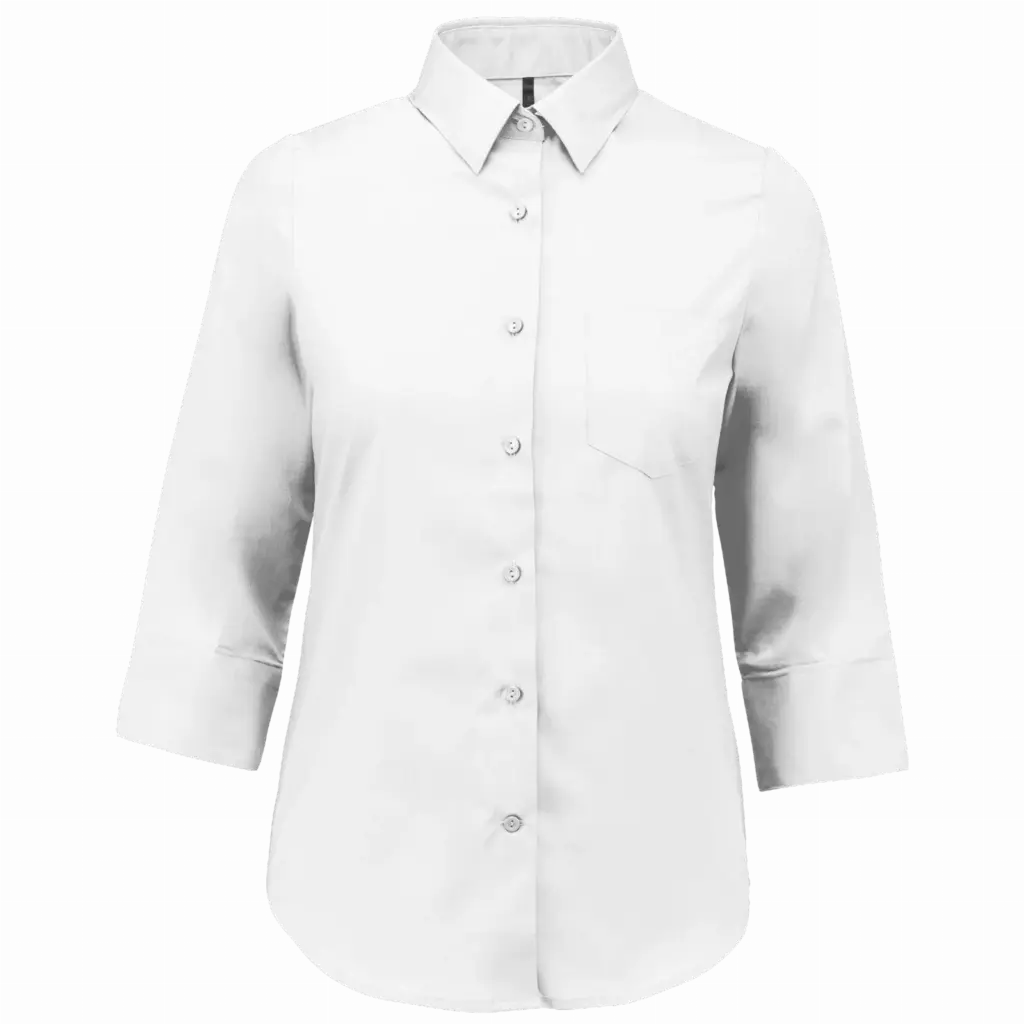 Overhemd in onderhoudsvriendelijk polykatoen-popeline 3/4-mouwen dames, white — productfoto 16