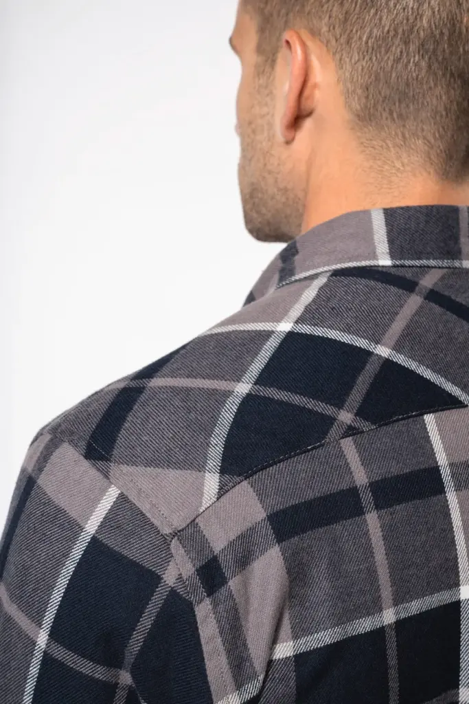 K579-10_2025 - Hidalgo Geruit overshirt met sherpavoering — productfoto 4