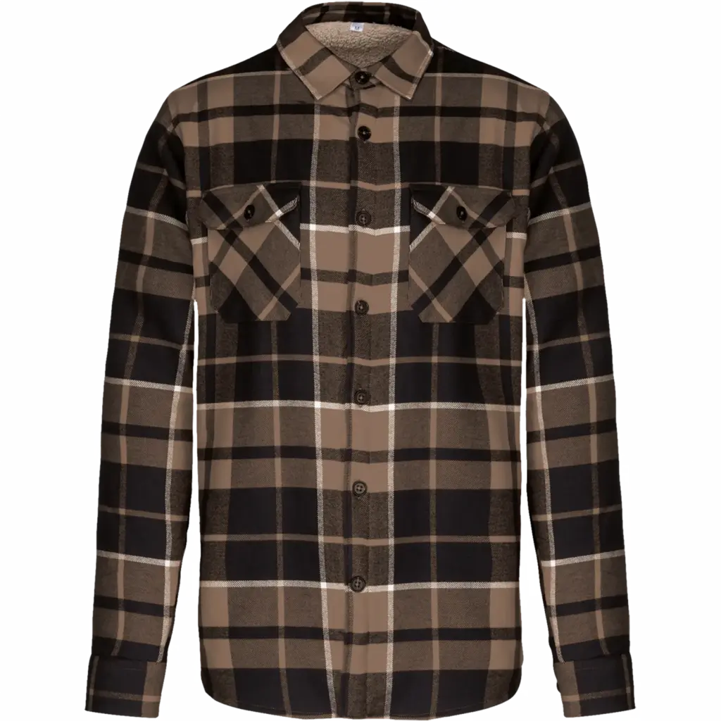 Geruit overshirt met sherpavoering, camel / black checked — productfoto 6