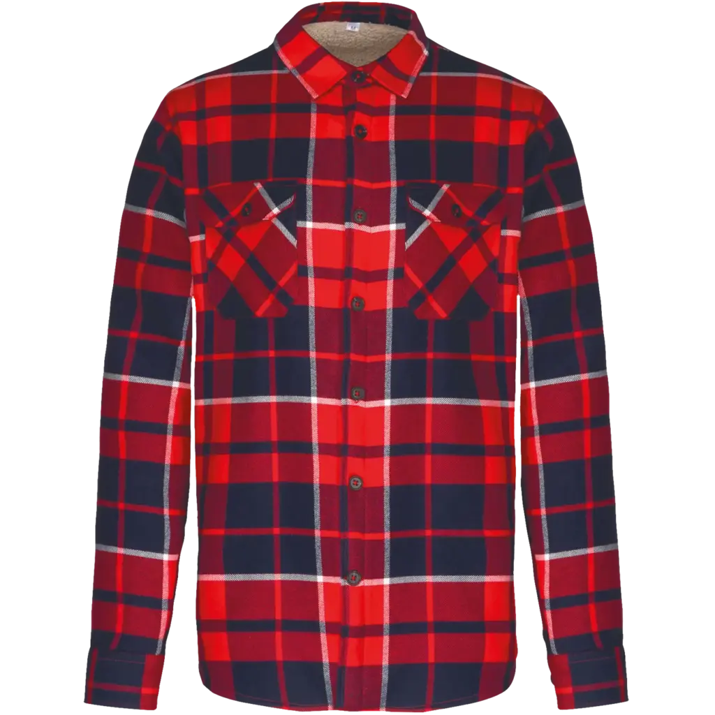 Geruit overshirt met sherpavoering, red / navy checked — productfoto 8