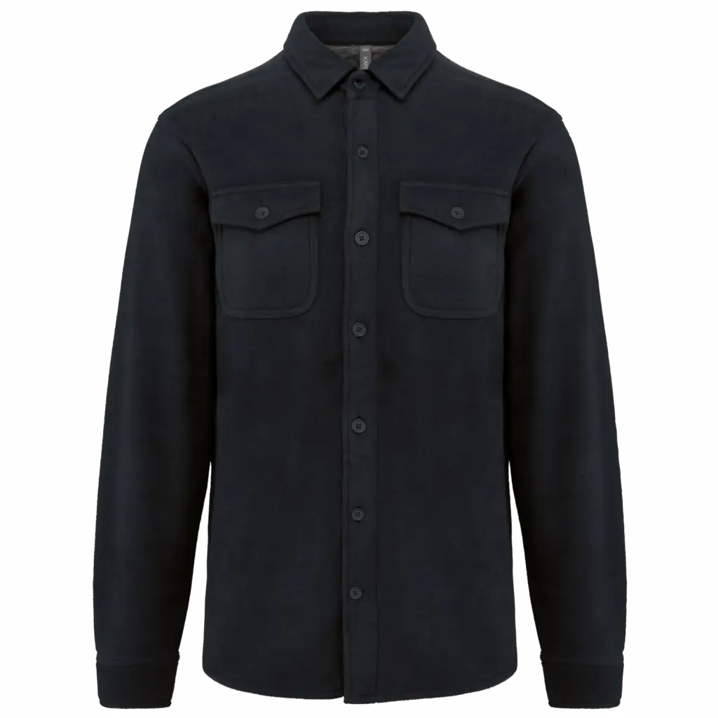 Overshirt van fleece met sherpavoering, navy / storm grey — productfoto 7