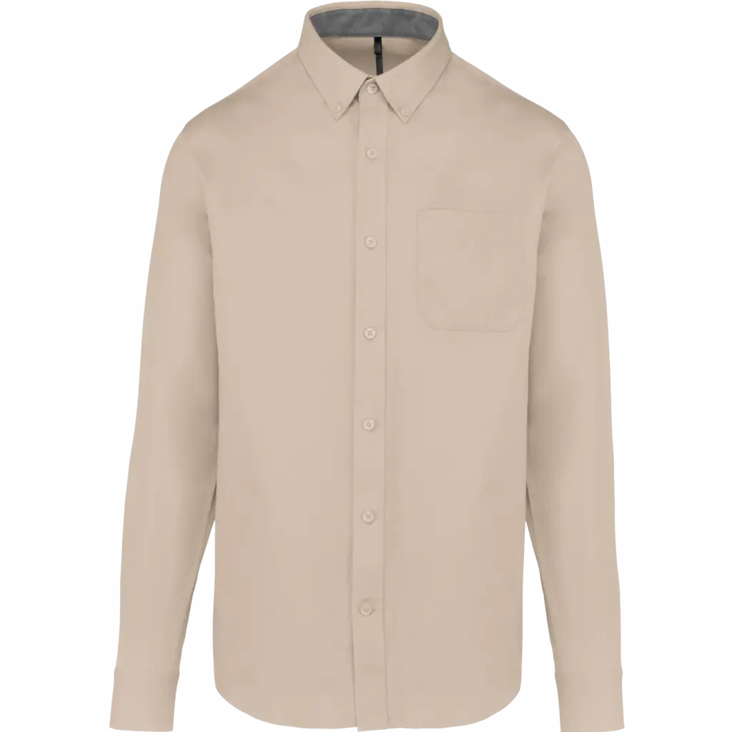 Herenoverhemd met lange mouwen van katoen Nevada, angora — productfoto 6