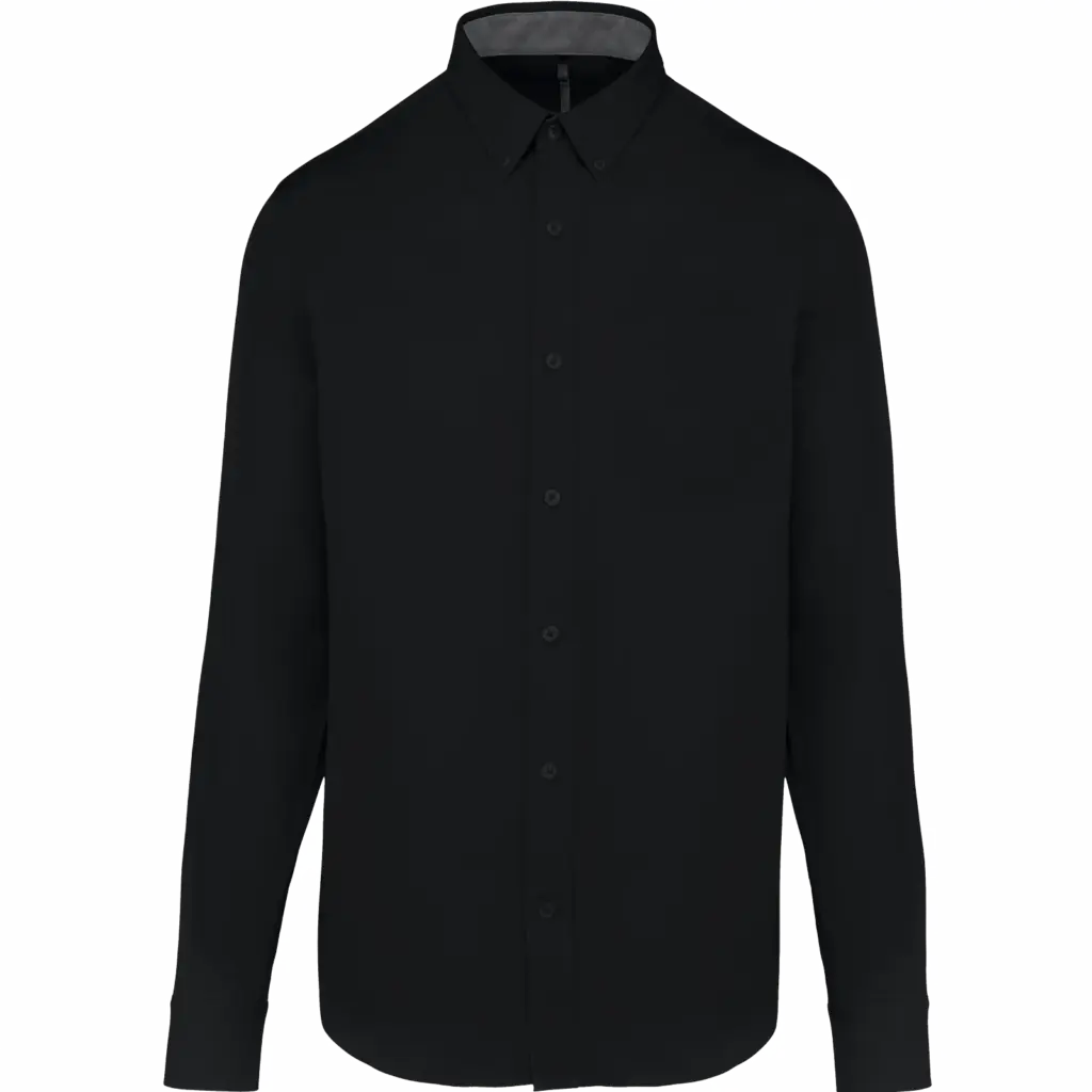 Herenoverhemd met lange mouwen van katoen Nevada, black — productfoto 7