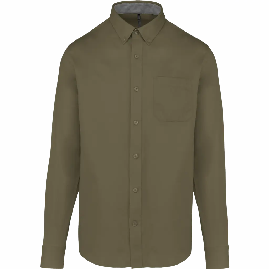 Herenoverhemd met lange mouwen van katoen Nevada, light khaki — productfoto 9