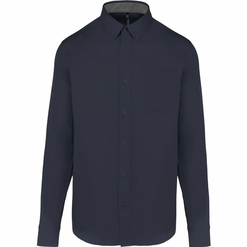 Herenoverhemd met lange mouwen van katoen Nevada, navy — productfoto 10