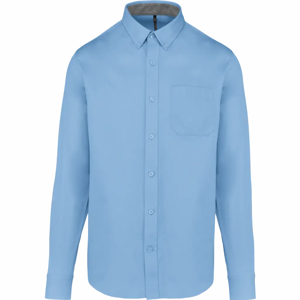 Herenoverhemd met lange mouwen van katoen Nevada, sky blue — productfoto 12