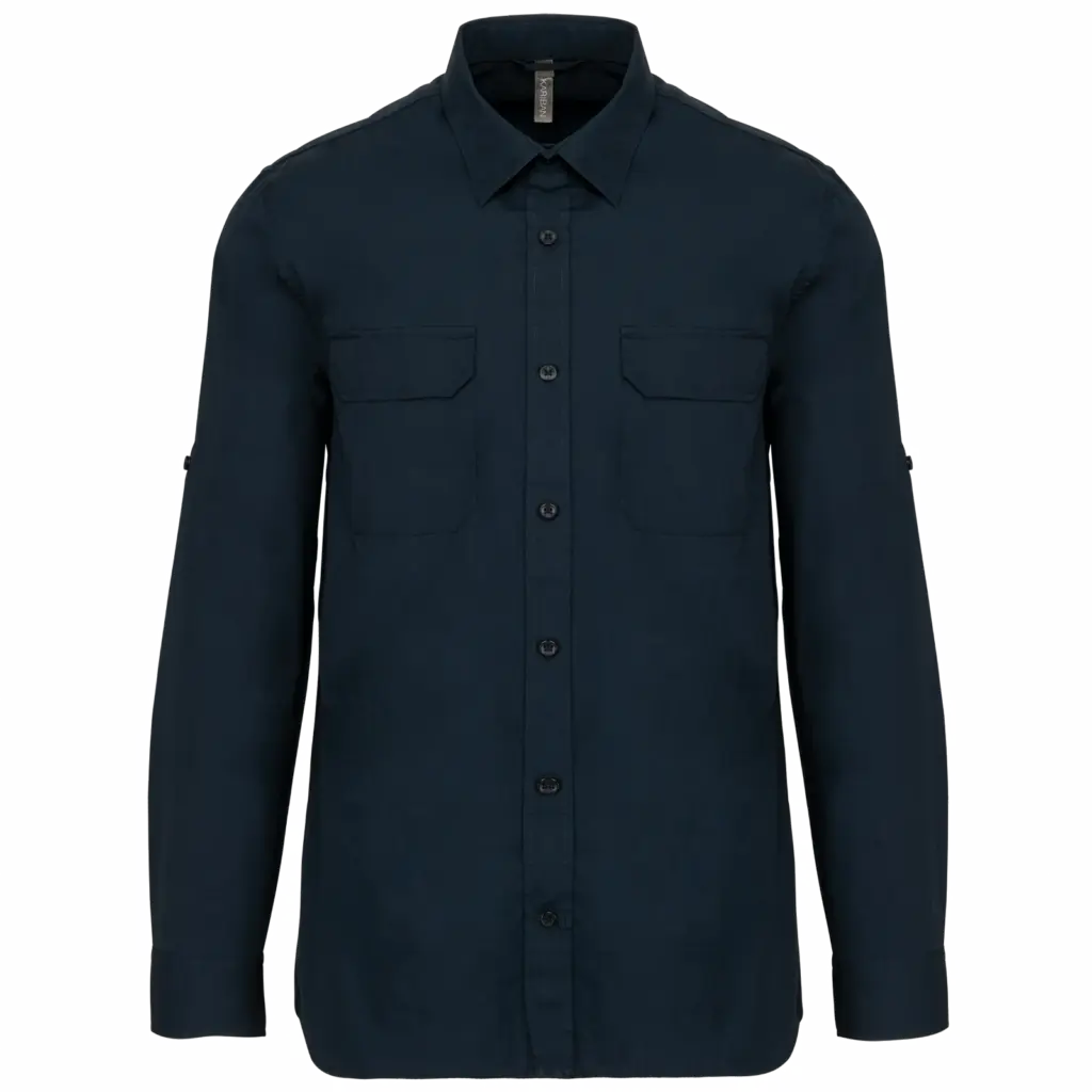 Overhemd safari lange mouwen, navy — productfoto 8