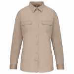 Damesoverhemd safari lange mouwen, beige — productfoto 6