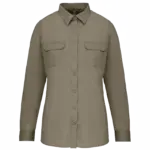 Damesoverhemd safari lange mouwen, light khaki — productfoto 7