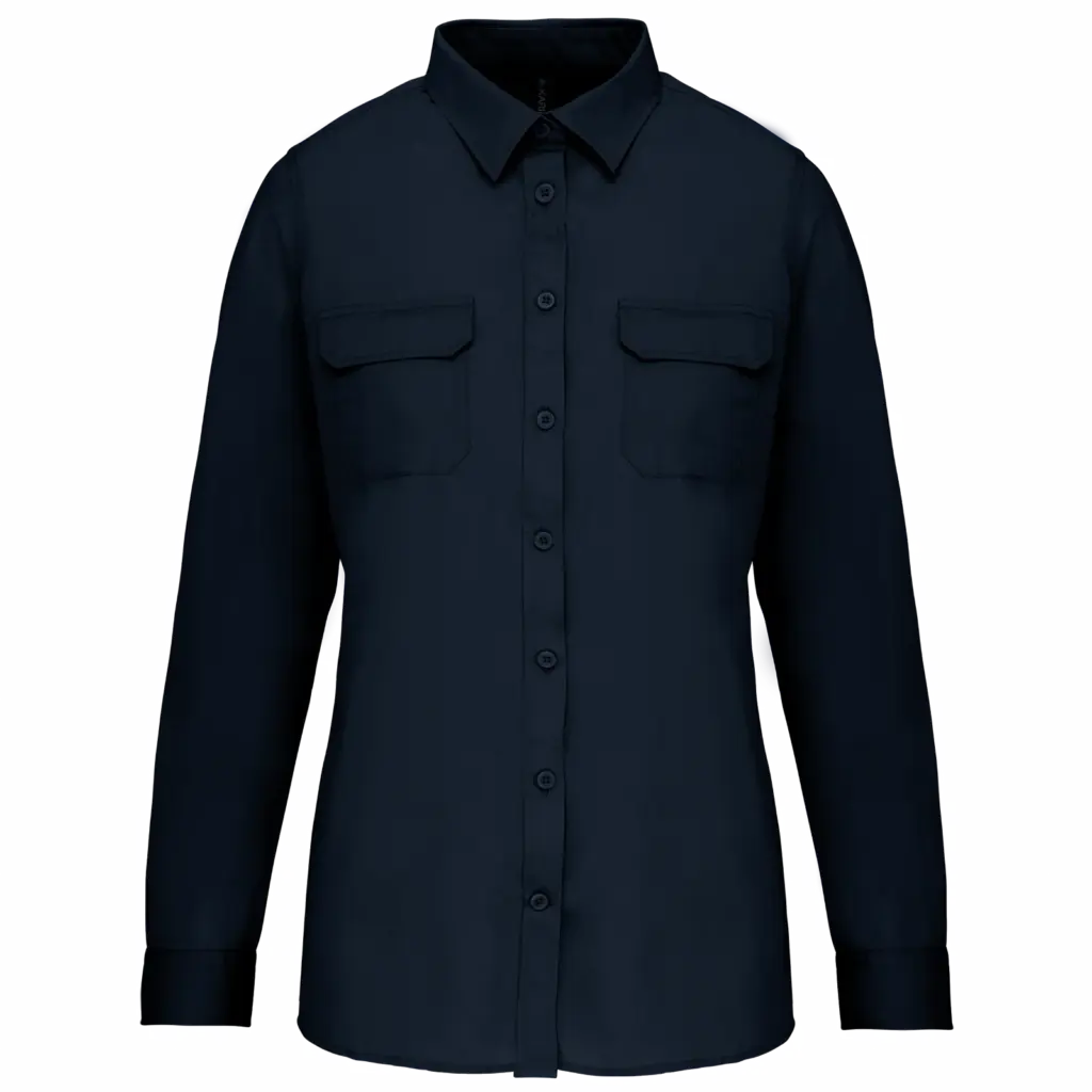 Damesoverhemd safari lange mouwen, navy — productfoto 8