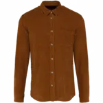 Heren overhemd met lange mouwen in ribfluweel, washed brandy — productfoto 6