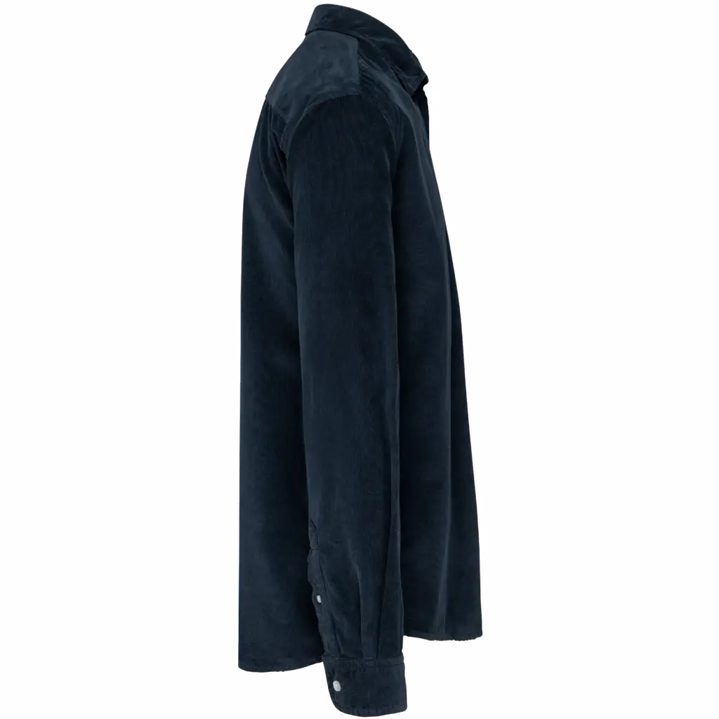 Heren overhemd met lange mouwen in ribfluweel, washed dark navy — productfoto 6