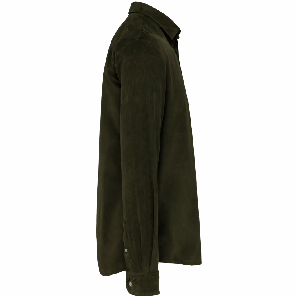 Heren overhemd met lange mouwen in ribfluweel, washed dusky khaki — productfoto 7