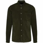 Heren overhemd met lange mouwen in ribfluweel, washed dusky khaki — productfoto 8