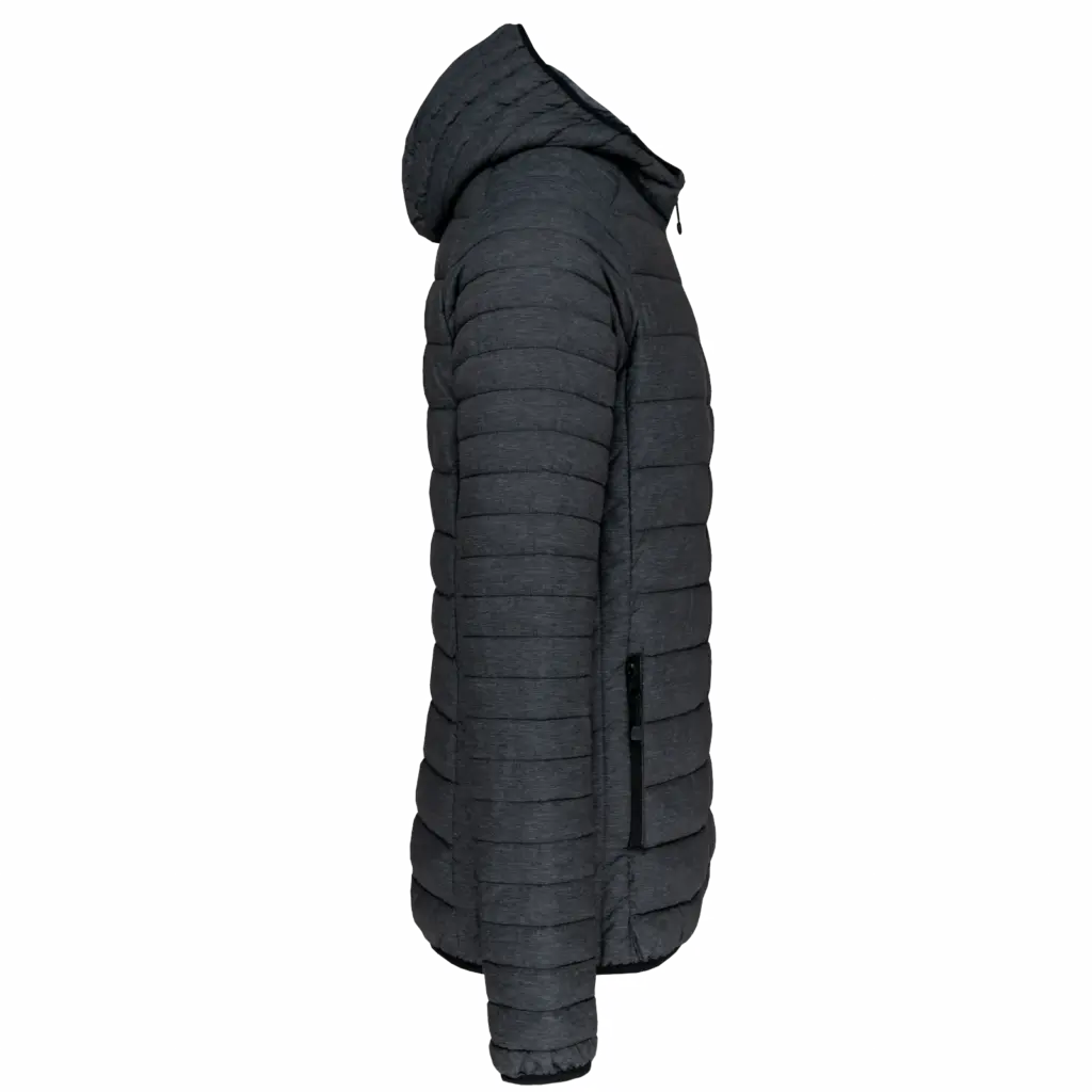 PS_K6110-S_MARLDARKGREY - Hidalgo-werbeartikel Men's lightweight hooded padded jacket, marl dark grey — productfoto 8