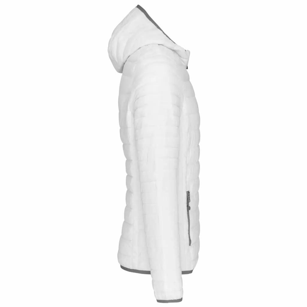 PS_K6110-S_WHITE - Hidalgo-werbeartikel Men's lightweight hooded padded jacket, white — productfoto 12