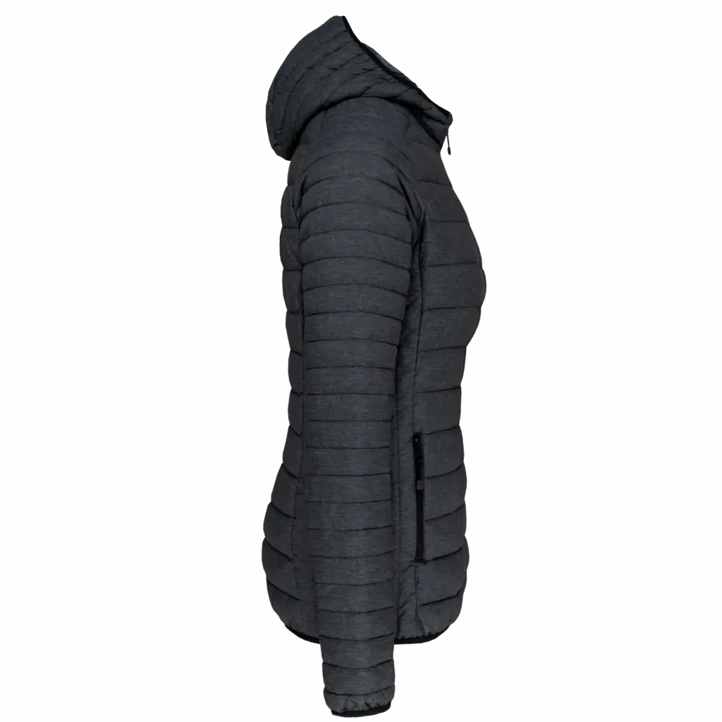 PS_K6111-S_MARLDARKGREY - Hidalgo-werbeartikel Ladies' lightweight hooded padded jacket, marl dark grey — productfoto 8