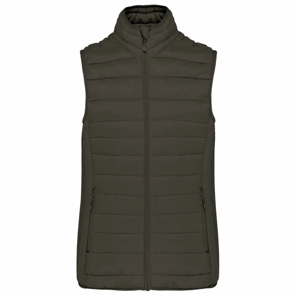 Ladies' lightweight sleeveless down jacket, dark khaki — productfoto 8