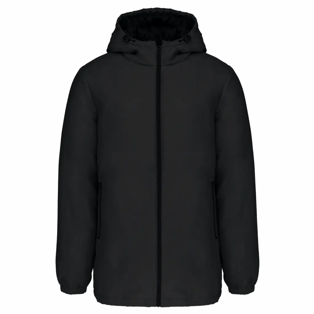 Unisex gerecyclede parka met capuchon, black — productfoto 6