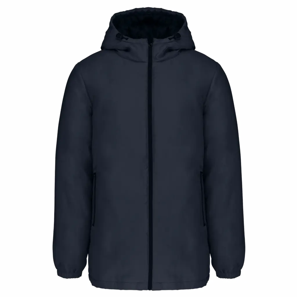 Unisex gerecyclede parka met capuchon, navy — productfoto 8