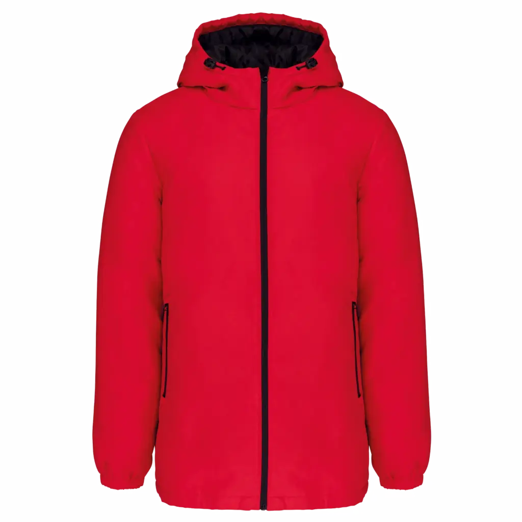 Unisex gerecyclede parka met capuchon, red — productfoto 9