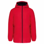 Unisex gerecyclede parka met capuchon, red — productfoto 9