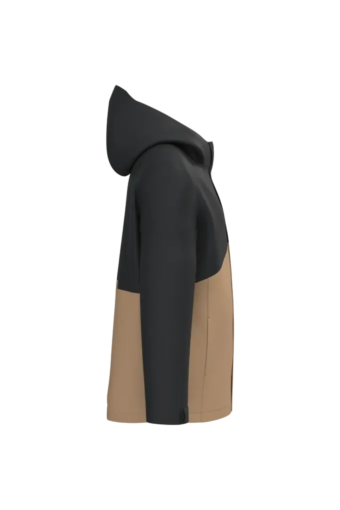 3-in-1 regenparka met capuchon in twee kleuren uniseks, camel / black — productfoto 6