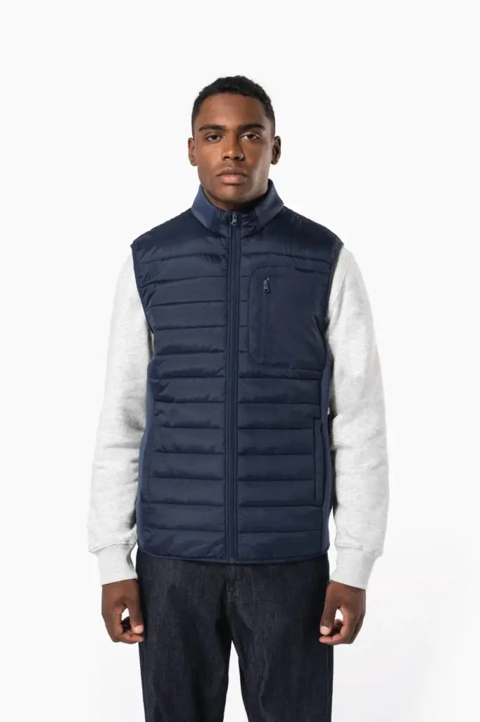 Herenbodywarmer in twee stoffen