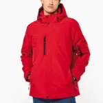 Gewatteerde softshell herenparka met capuchon