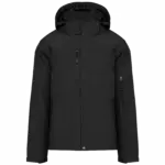Gewatteerde softshell herenparka met capuchon, black — productfoto 6