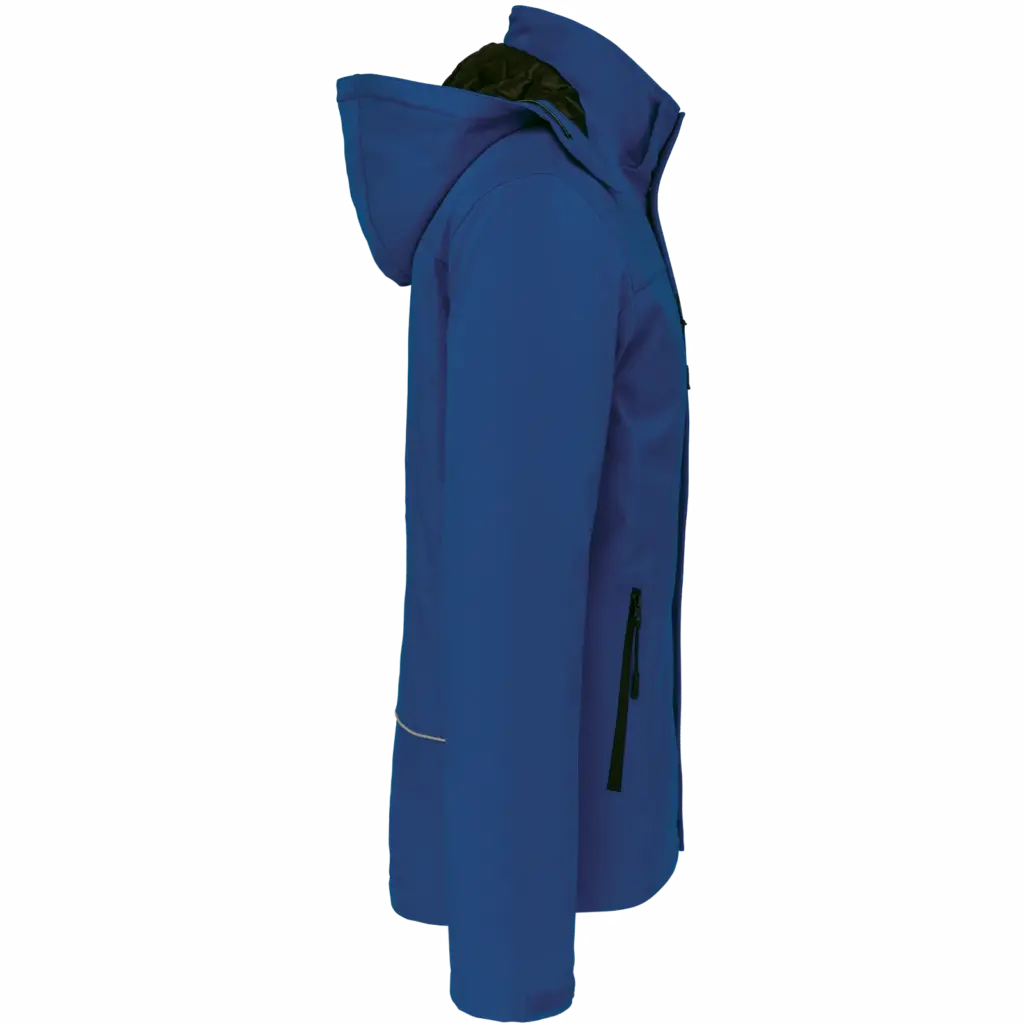 Gewatteerde softshell herenparka met capuchon, dark royal blue — productfoto 6