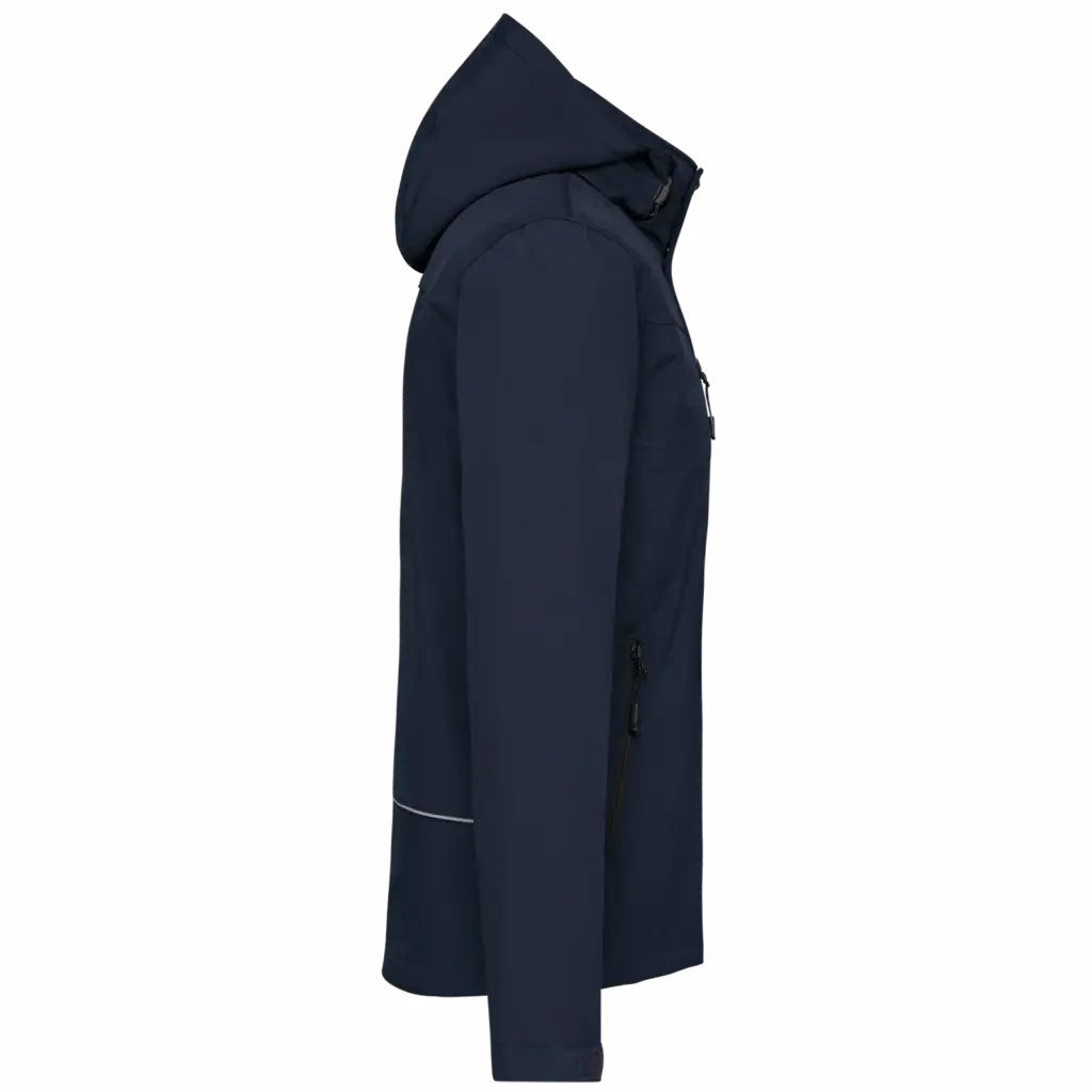 Gewatteerde softshell herenparka met capuchon, navy — productfoto 7