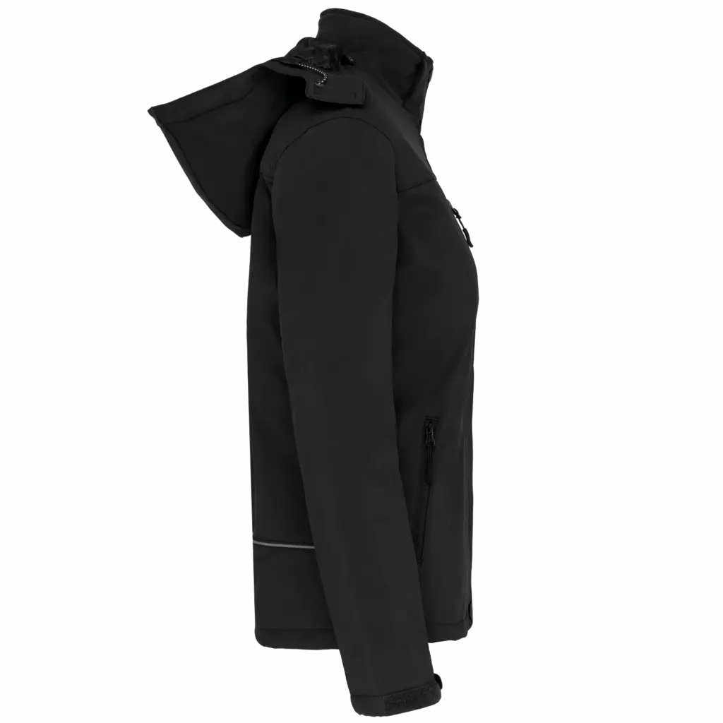 Gewatteerde softshell damesparka met capuchon, black — productfoto 5