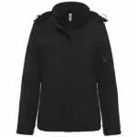 Gewatteerde softshell damesparka met capuchon, black — productfoto 6