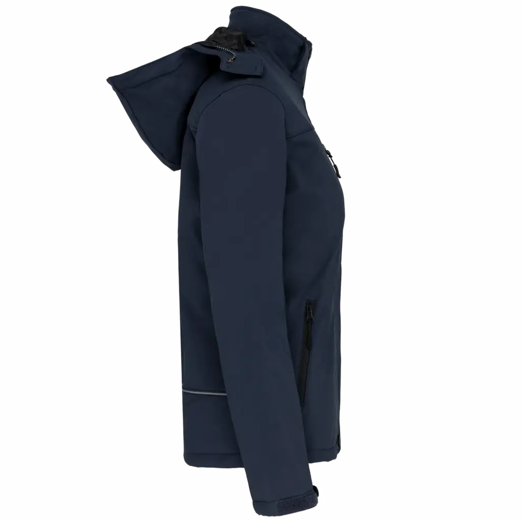 Gewatteerde softshell damesparka met capuchon, navy — productfoto 7