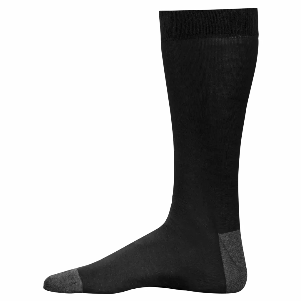 PS_K817_BLACK-DARKGREYHEATHER - Hidalgo Halflange, geklede sokken van gemerceriseerd katoen - 'Origine France Garantie', black / dark grey heather — productfoto 3