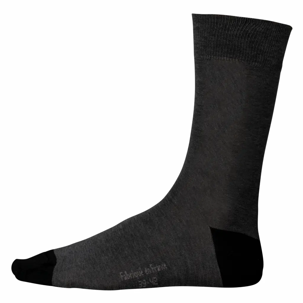 PS_K817_DARKGREYHEATHER-BLACK - Hidalgo Halflange, geklede sokken van gemerceriseerd katoen - 'Origine France Garantie', dark grey heather / black — productfoto 4